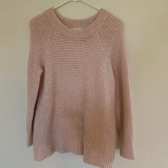 Lou & Grey Waffle Knit Pink Pullover Sweater Size Medium alpaca blend - Picture 2 of 7